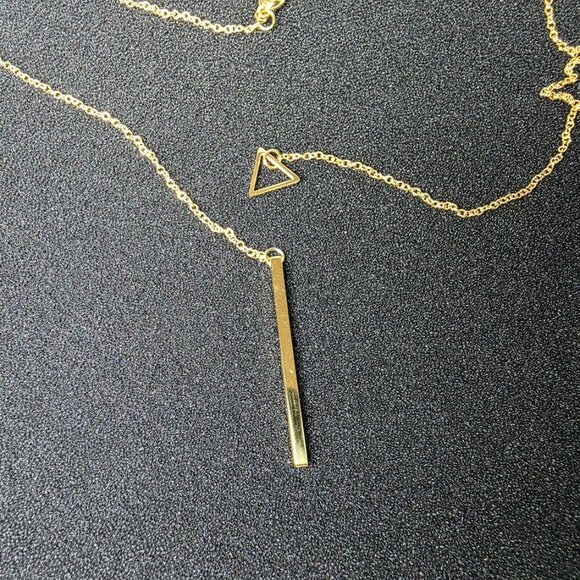 Adornia 14K Yellow Gold Vermeil Brass Triangle Lariat Necklace - Picture 3 of 5